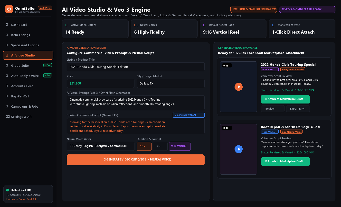 OmniSeller AI Video Studio and Veo 3 Generation